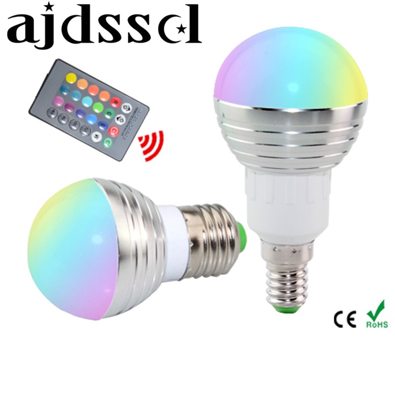 LED RGB  E27 E14 AC85-265V 5W LED RGB Ʈ ..